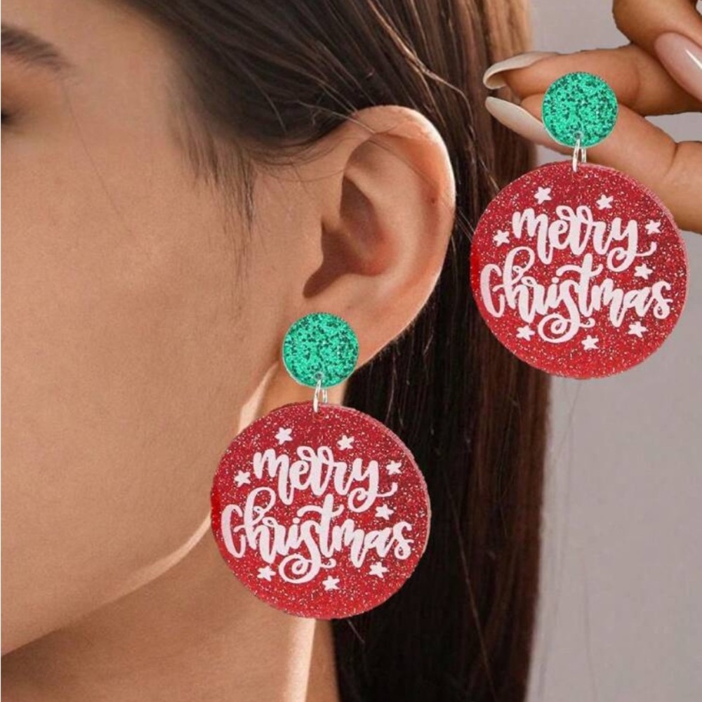 Festive Merry Christmas Earrings
